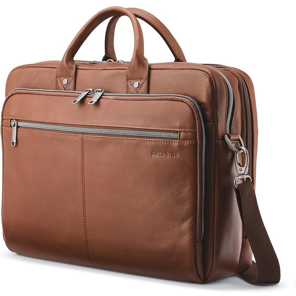 Samsonite Tan Leather Briefcase - Picture 9 of 10